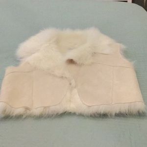 Cream suede and faux fur vest